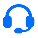 Symbol eines blauen Headsets mit Mikrofon.
